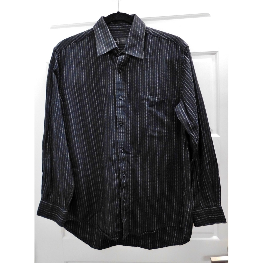 KANSAI YAMAMOTO Black Striped Long Sleeve Shirt Button Down sz M